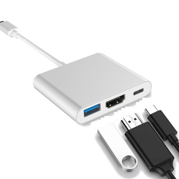 Адаптер HUB 3in1 MHL HUB USB C HDMI 4K адаптер для MacBook Samsung