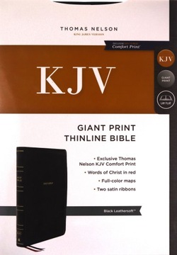 KJV, THINLINE BIBLE, GIANT PRINT, МЯГКАЯ КОЖА, ЧЕРНЫЙ, КРАСНАЯ БУКВА, COMFORT P