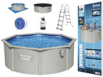 Basen całoroczny panelowy BESTWAY 56574 Hydrium 360x120 cm Pompa Piaskowa