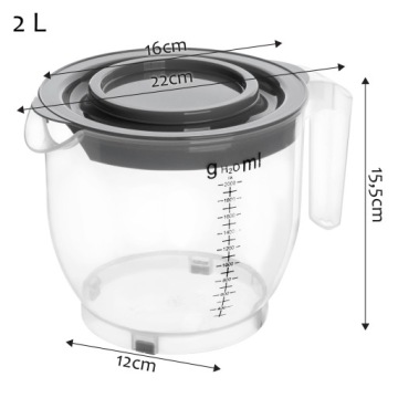 КУХОННАЯ ЧАША ДЛЯ СМЕШИВАНИЯ КУВШИН-КОНТЕЙНЕР С МЕРКОЙ 2 Л