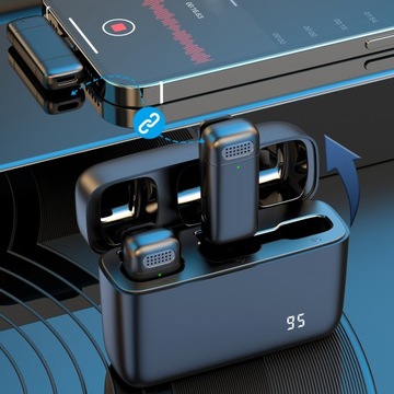 ДВОЙНАЯ МИКРОФОННАЯ СИСТЕМА 2x ПРИВЯЗОЧНЫЙ МИКРОФОН НА ЗАЖИМЕ USB-C