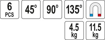 ДЕРЖАТЕЛЬ МАГНИТНОЙ СВАРКИ 6шт YATO YT-08678