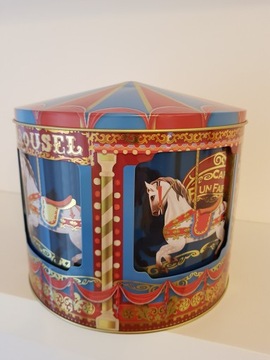 Музыкальная шкатулка КАРУСЕЛЬ БОЛЬШОЙ МЕТАЛЛИЧЕСКИЙ контейнер 22х20см