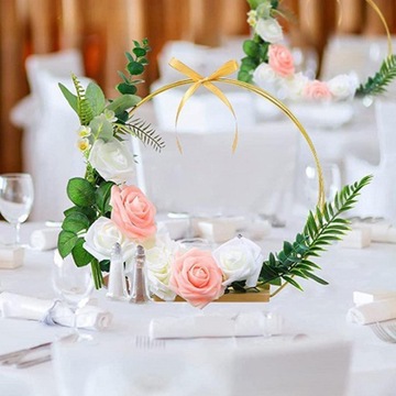 Metalowa kwiatowa obręcz dekoracja stołu deserowa złota do domu wakacyjnego
