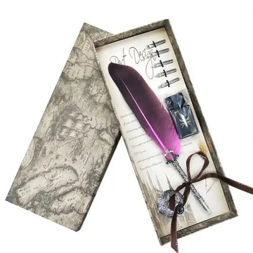 Retro English Calligraphy Quill Dip Feather Pen with 5 Nibs Stationery Gift
