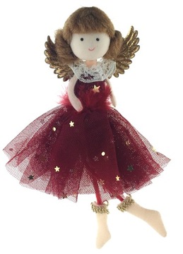 BOMBKI OZDOBY CHOINKOWE BORDOWE ZŁOTE ANIOŁEK 19 cm DESIGN