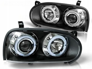 SVĚTLOMET VW GOLF 3 III 91-97R RINGY LED BLACK