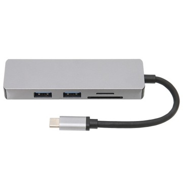 USB C Hub 5 w 1 z wyjściem 4K i prędkością 5Gbps, metalowy splitter