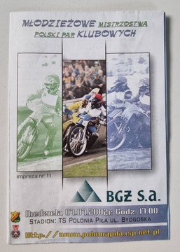 PROGRAM MŁODZIEŻ. MISTRZOSTW POLSKI PAR KLUB. 2002