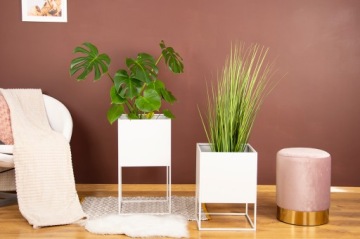 МЕТАЛЛИЧЕСКИЙ ЦВЕТОЧНЫЙ ВАЗ RODOS MAXI, 45 см, БЕЛЫЙ