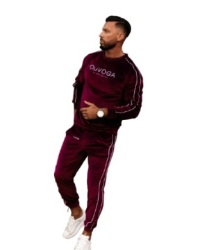 Welurowy komplet męski OLAVOGA DRESSY MEN bordo - L