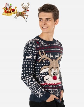 Ciepły Sweterek Świąteczny Wełniany Sweter na Święta 1116-02