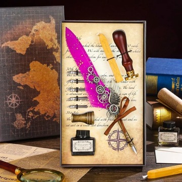 Antique Feather Dip Pen Kit Retro Classic European Quill Pen Ostrich