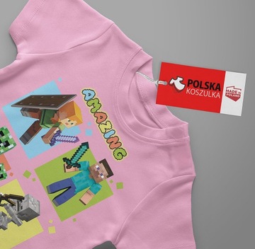 KOSZULKA DZIECIĘCA T-SHIRT DLA DZIECKA KOSZULKA MINECRAFT 104 110 JAKOŚĆ