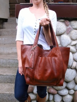 Кожаная сумка-шоппер 2в1 Vera Pelle Leather Messenger Bag