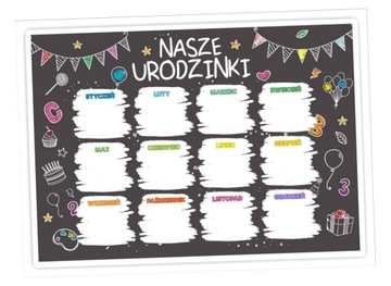 KALENDARZ URODZINOWY - TABLICA KREDOWA