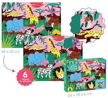 Mudpuppy Puzzle z okienkami Safari 12 elementów 2+