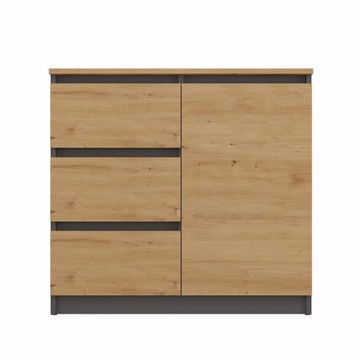 КОМОД 1D3S ШКАФ С 3 ЯЩИКАМИ АНТРАЦИТ ДУБ РЕСТОРАННЫЙ