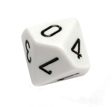 Kość RPG K10 0-9 kostka do gry biała