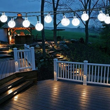 СОЛНЕЧНАЯ САДОВАЯ ГИРЛЕНД-СВЕТИЛЬНИК 50 LED Холодная 9,5м