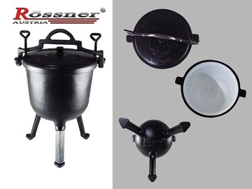 KOCIOŁEK 11L żeliwny EMALIOWANY MYŚLIWSKI grill 10