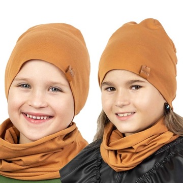 Czapka dziecięca bawełna karmel 3-6m 40-42cm