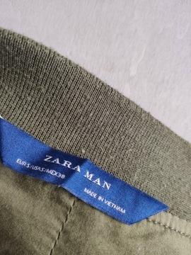 ZARA MAN Lniana KURTKA BOMBERKA Zielona rozm S