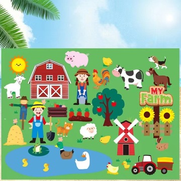 TABLICA MATA EDUKACYJNA Z FILCU PLANSZA DLA DZIECI FILCOWA ZOO MONTESSORI