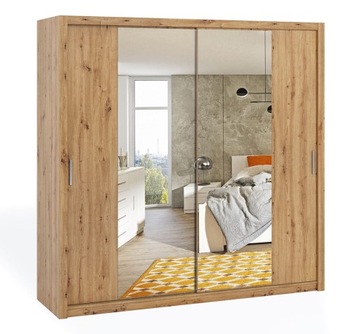 Szafa przesuwna 220 cm SCOTT - DĄB ARTISAN + lustra
