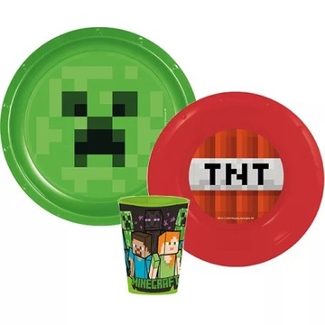 MINECRAFT Zestaw Obiadowy Talerz Miska Kubek 0 BPA
