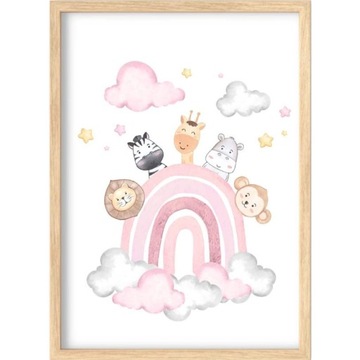 НАБОР ИЗ 3-Х ПОСТЕРОВ 40х50 НОЕВЫЙ КОВЧЕГ ЖИВОТНЫЕ ДЛЯ ДЕВОЧКИ RAINBOW PINKS ZOO