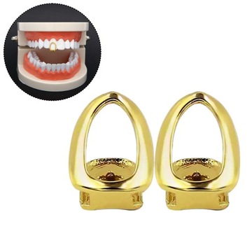 2шт полые колпачки для рта для косплея на Хэллоуин, золото