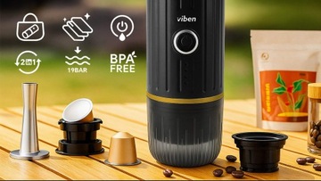 ПОРТАТИВНАЯ МОЛОТАЯ КОФЕМАШИНА В КАПСУЛАХ АККУМУЛЯТОРНАЯ 100ВТ