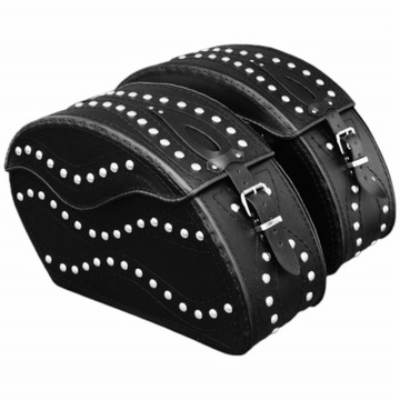 Sakwy Motocyklowe Skórzane Torby Boczne Czarne 18L