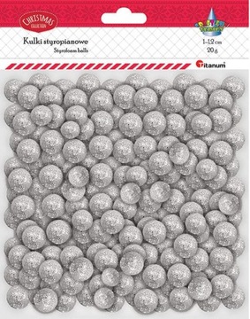 Brokatowe Kuleczki Styropianowe 180 szt. - SREBRNE