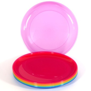Talerze plastikowe deserowe śniadaniowe wielorazowe kolorowe 20 cm 8 szt