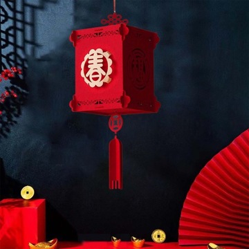 Красный китайский фонарь Lucky Нетканый материал в сборе Декоративный стиль B