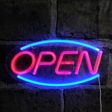 Neon LED OPEN, вывеска, надпись, открытая, реклама, лампа
