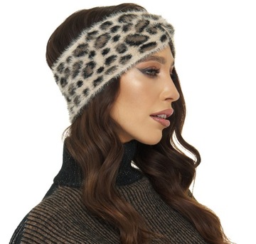 ТРИКОТАЖНЫЙ ПОЯСОН, мех альпаки с леопардовым принтом