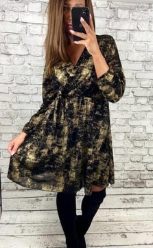 ЭЛЕГАНТНОЕ ВЕЧЕРНЕЕ ПЛАТЬЕ, ЧЁРНОЕ, ЗОЛОТО, размер 46