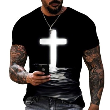 T-SHIRT MĘSKI KOSZULKA 3D NADRUK KRZYŻA 2XL