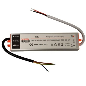 ZASILACZ LED 24V 60W NAPIĘCIOWY IP67 ALUMINIUM