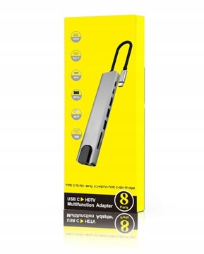 USB-концентратор типа C 3.1 Thunderbolt 3 HDMI 4K RJ45 SD TF