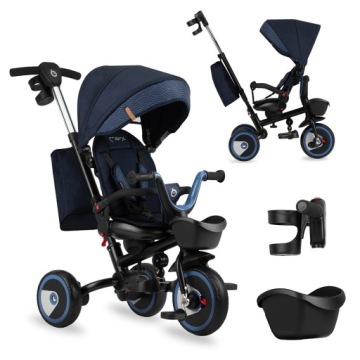 Трехколесный велосипед 5-в-1 — MoMi INVIDIA ТЕМНО-СИНИЙ — ВРАЩАЮЩАЯСЯ НА 360° КОРЗИНА