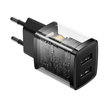 Настенное зарядное устройство BASEUS COMPACT QC 2xUSB 10,5 Вт ЧЕРНОЕ