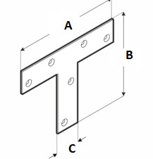 ПЛОСКИЙ МЕТАЛЛИЧЕСКИЙ СОЕДИНИТЕЛЬ Т-ТИПА 127x127x25x2,0