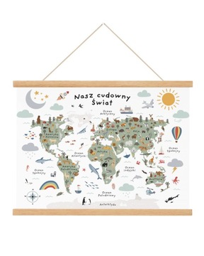 PLAKAT EDUKACYJNY dla dzieci 30x40 RÓŻNE WZORY mapa świata alfabet liczby