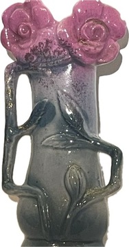 Wazonik secesja majolika kwiaty 11,5 cm