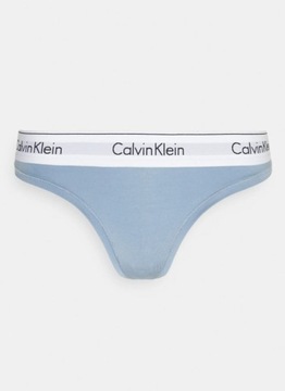 CALVIN KLEIN STRINGI NIEBIESKIE GŁADKIE DAMSKIE Z LOGO S 2A1E6_B*