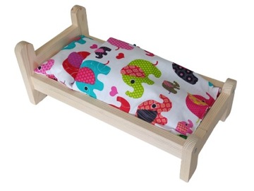 ŁÓŻKO DLA LALKI ŁÓŻECZKO DREWNIANE +POŚCIEL